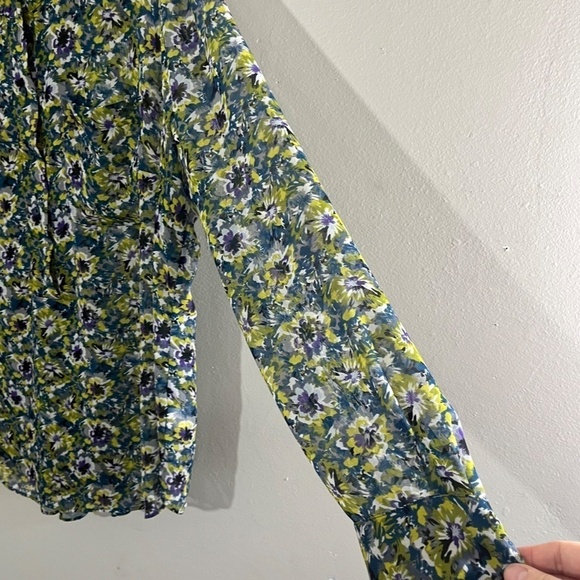 Lane Bryant Floral Top 18 Green Euro Summer Boho Western Neutral Cowgirl Classic - Picture 7 of 13